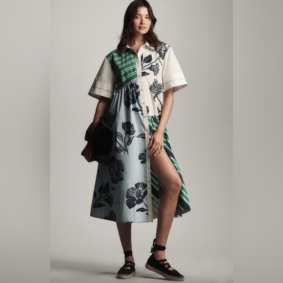 Anthropologie Dresses & Skirts - Anthropologie x Maeve Mixed-Print Buttondown Dress Size Small NWT